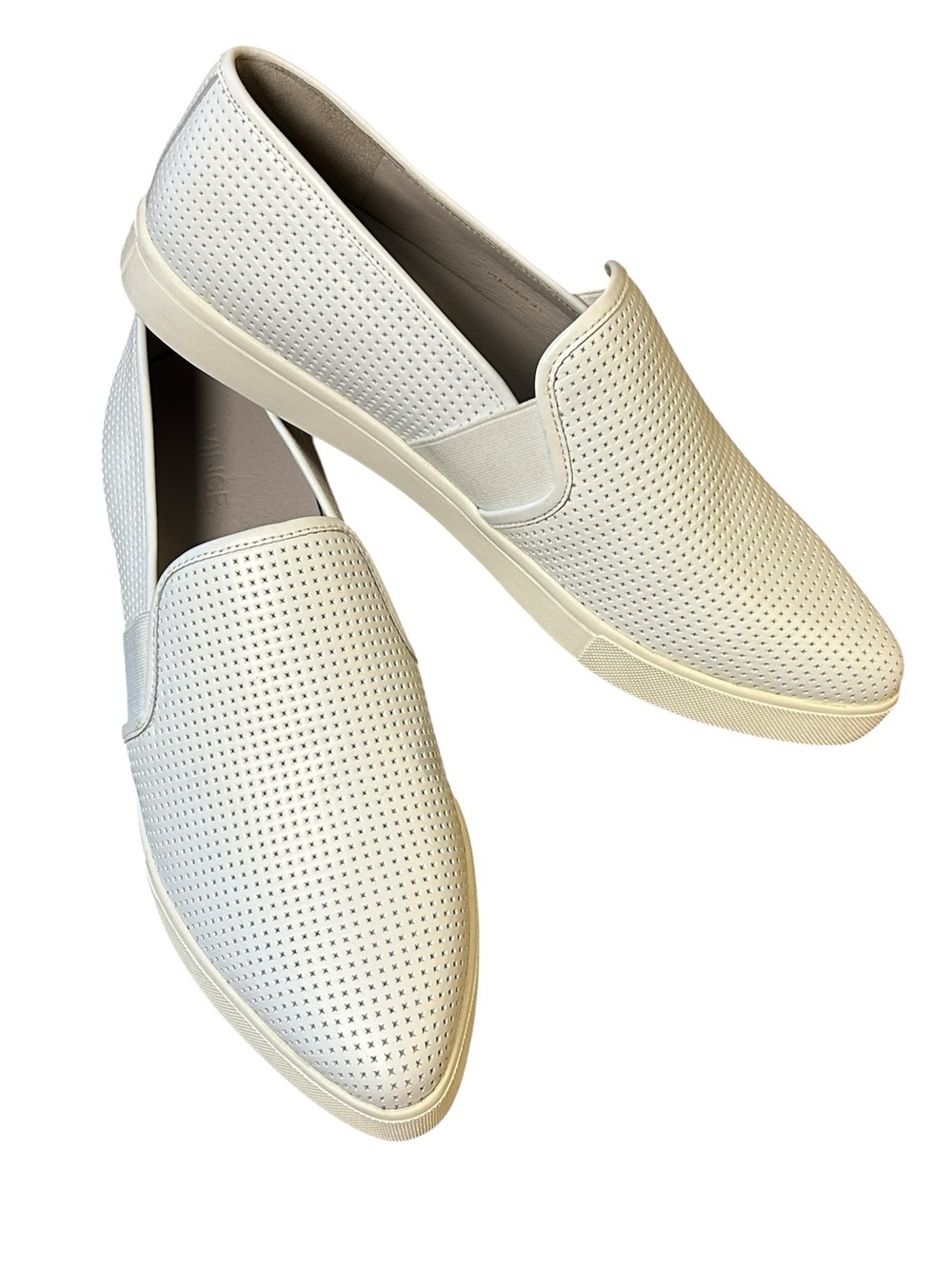 Vince white perforated leather pointed toe slip on loafer size 8.5